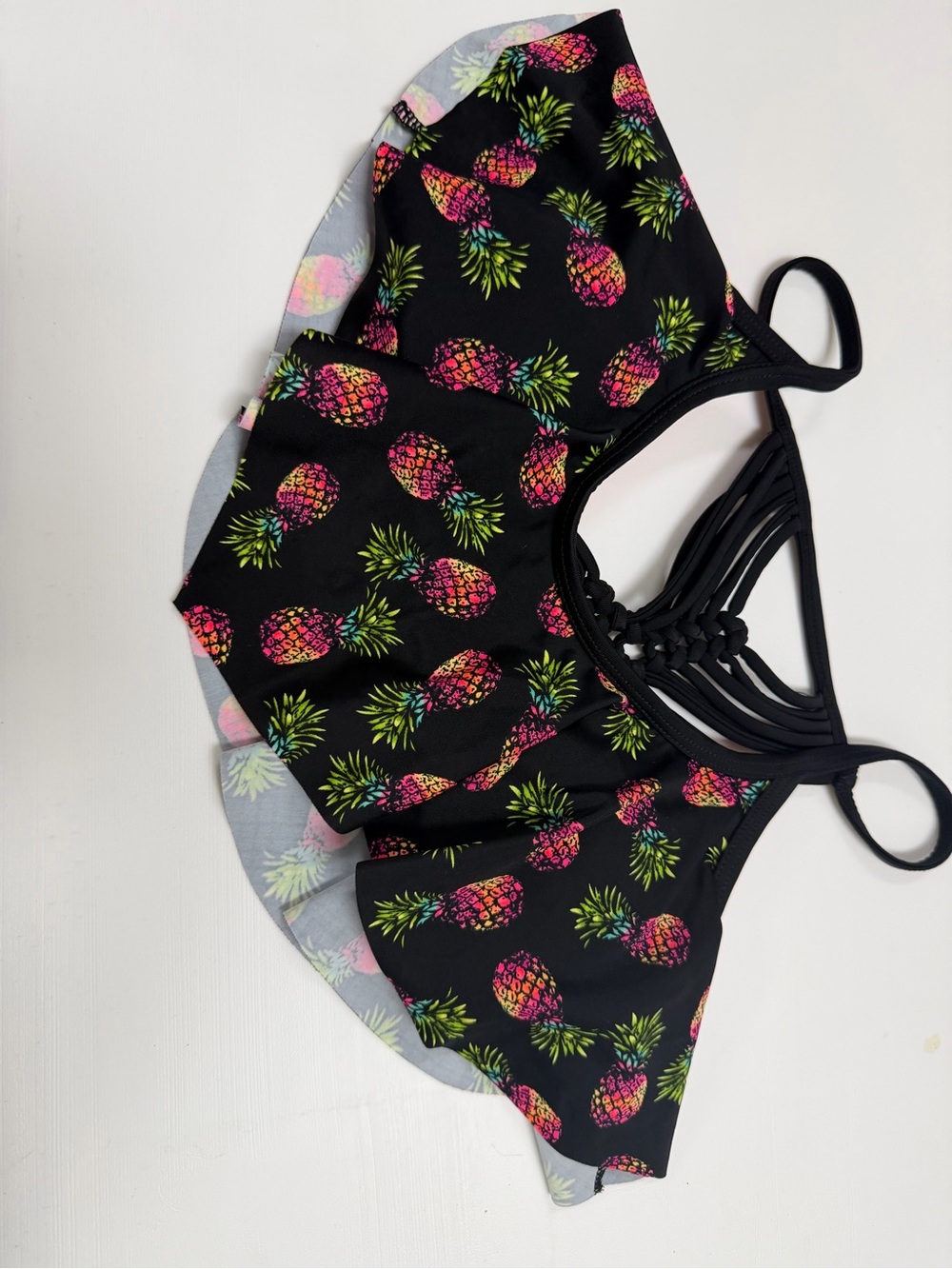 California Waves Black Swim Bodysuit with Neon Pineapple Print
